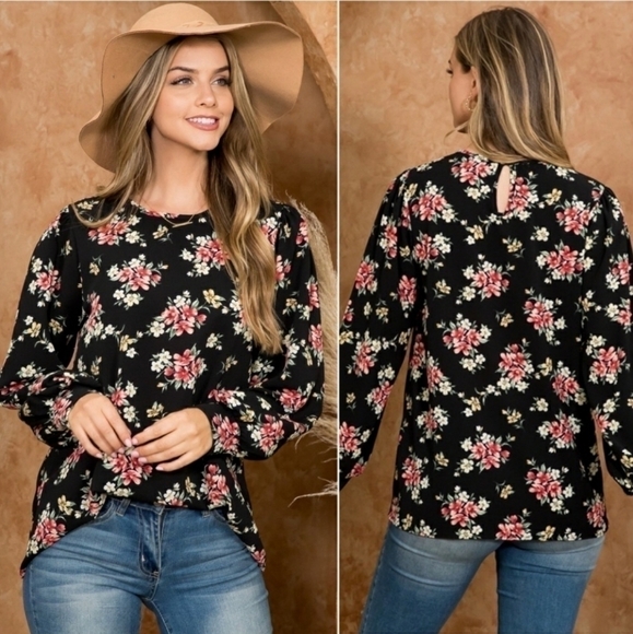 Perfect Peach Floral Print Long Sleeve Blouse - Picture 6 of 6